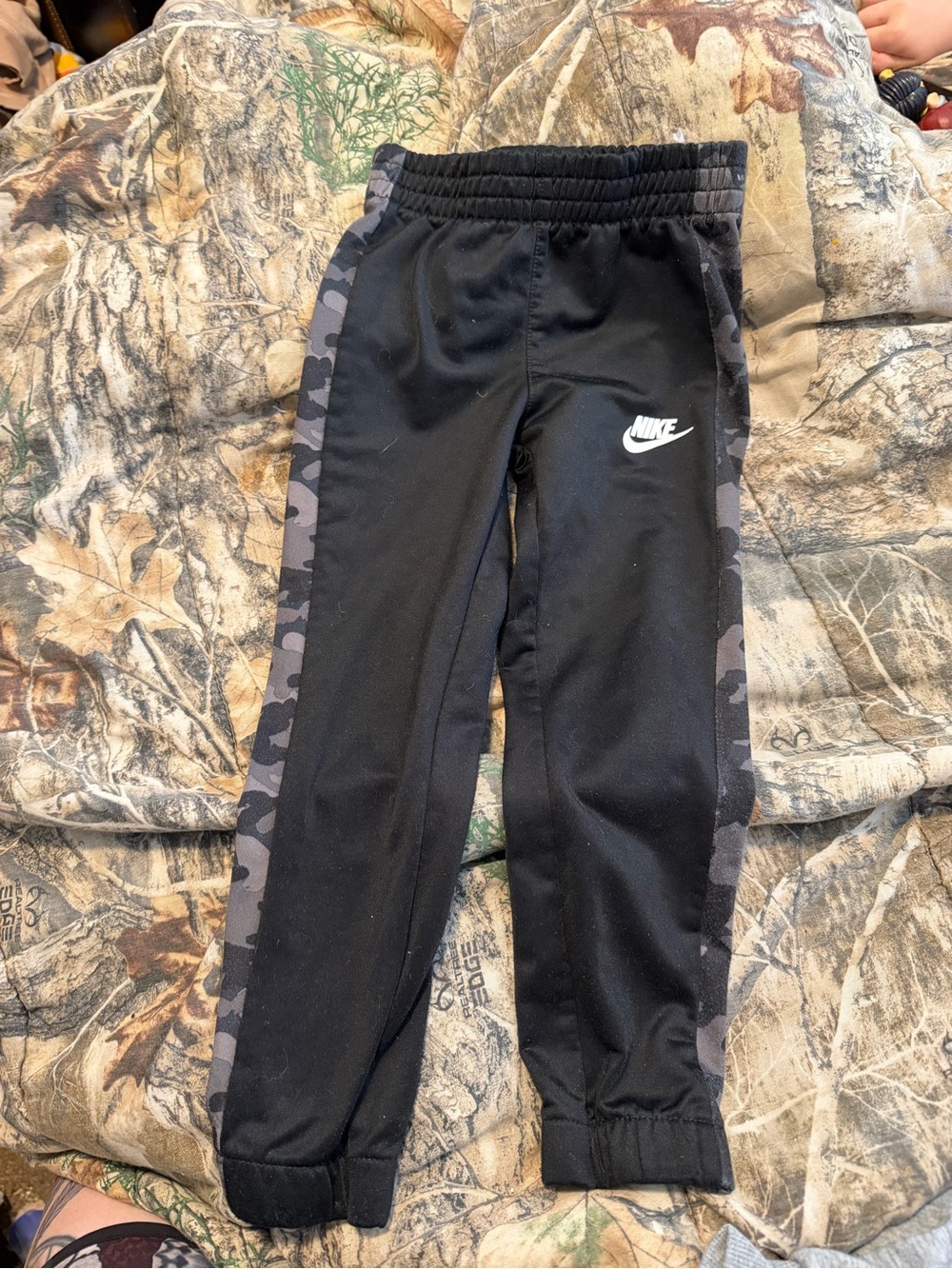 Nike Black Joggers with Gray Camo Side Stripes